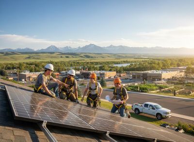 Solar Panel Installation Team on Rooftop