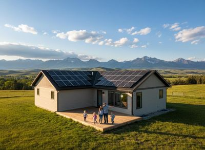 Family and Modern Solar House with Mountain View