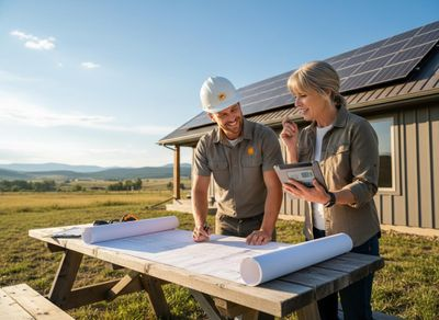 Solar Energy Consultants Review Blueprints at House